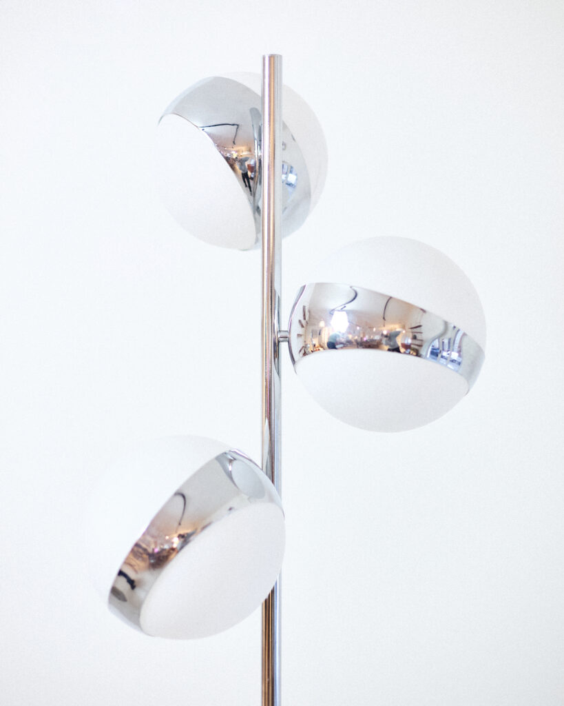 Space Age Króm Állólámpa Tejüveg Búrákkal