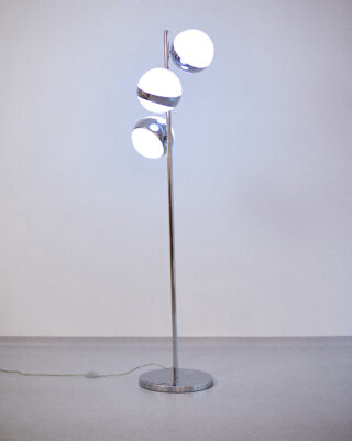 Space Age Króm Állólámpa Tejüveg Búrákkal