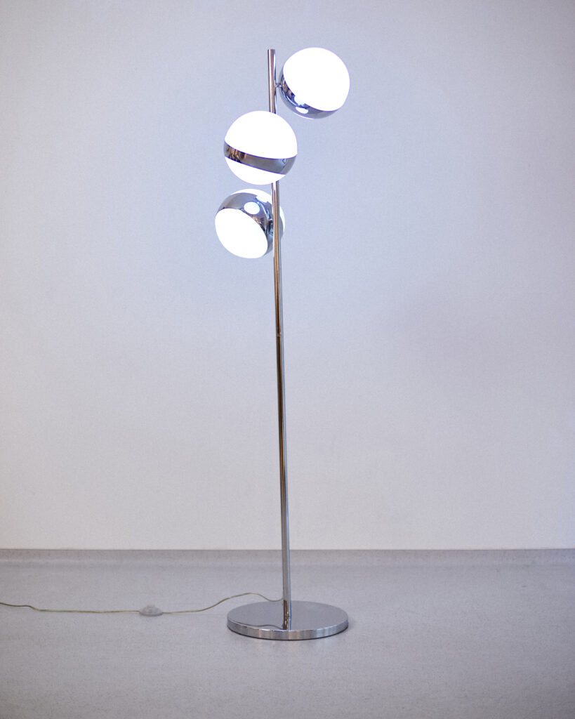 Space Age Króm Állólámpa Tejüveg Búrákkal