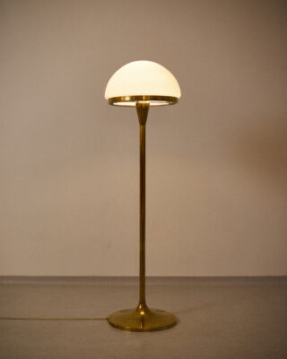 Iparművészeti Tejüvegbúrás Réz Állólámpa