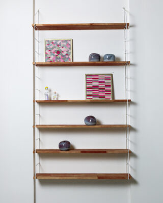 fehér polc Felújított Nagy Méretű Fehér Polcrendszer 6 Fa Polccal