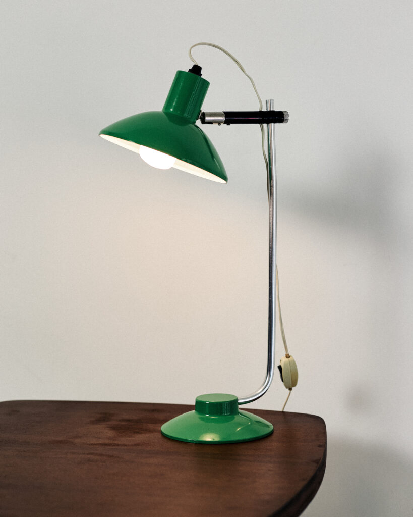 Mid-Century Zöld Króm Állítható Asztalilámpa