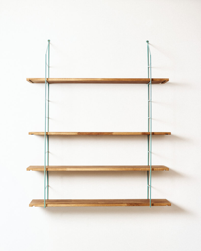 string-shelves Felújított Türkiz Polcrendszer 4 db fa polccal