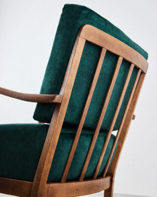 armchairs-wooden-dark-green-restored-back Mid-Century Karfás Fotelek Mélyzöld