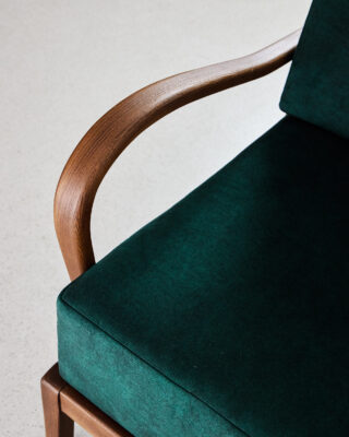 armchairs-wooden-dark-green-restored-detail Mid-Century Karfás Fotelek Mélyzöld