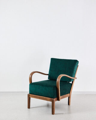armchairs-wooden-dark-green-restored-single Mid-Century Karfás Fotelek Mélyzöld